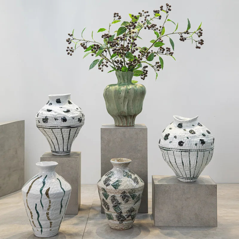 Afralia™ Ceramic Graffiti Vase Handcrafted Porcelain Floral Arrangement Home Decor