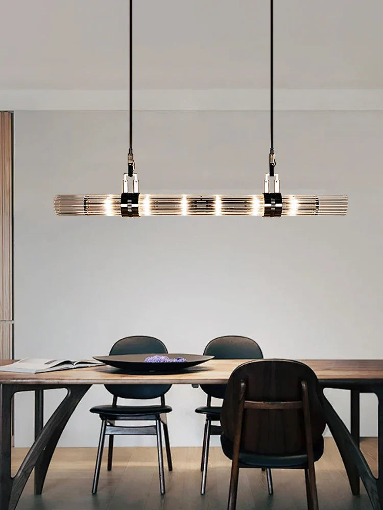 Afralia™ Stainless Steel Glass Ceiling Chandelier for Dining Table Elegant Home Decor