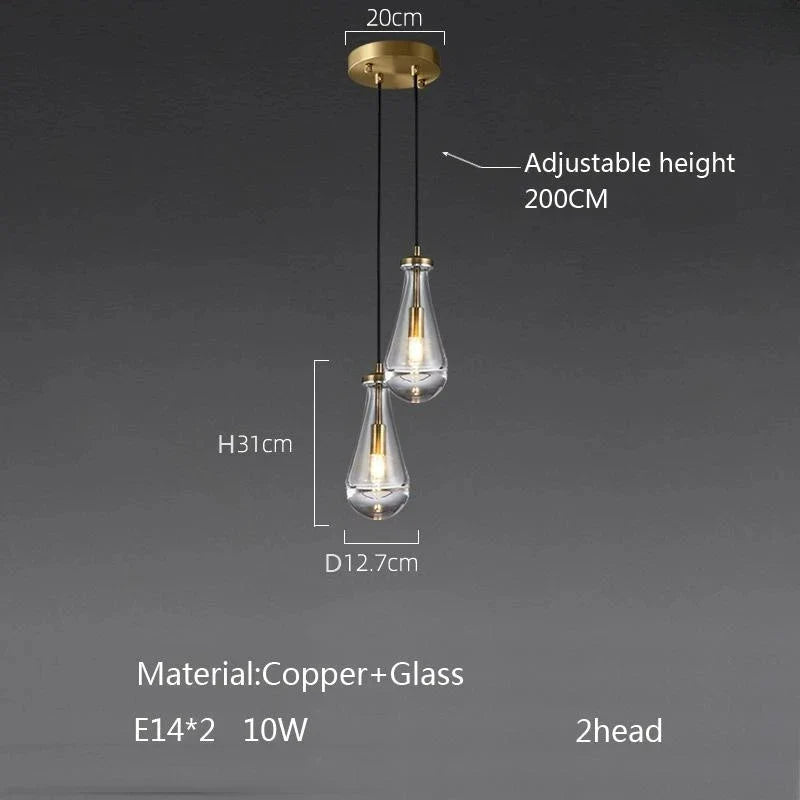 Afralia™ Waterdrop Glass Pendant Light: Modern LED, Lobby Accent for Home, Hotel, Staircase Decor