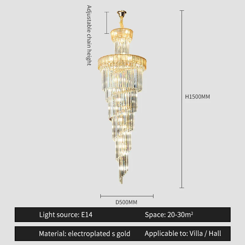 Afralia™ Crystal Chandelier: Elegant Villa Living Room Lighting