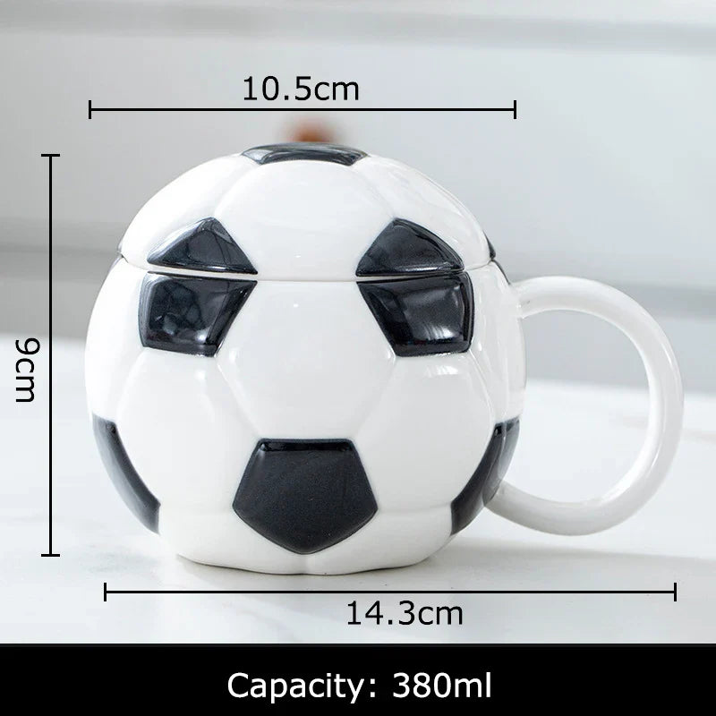 Afralia™ Baseball Shape Ceramic Mug with Lid - Coffee, Tea, Juice Cup