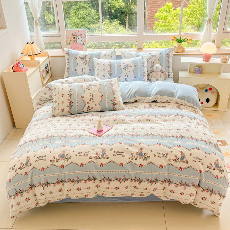 Afralia™ Soft Flannel Comforter Cover: Cute Pattern, Skin-Friendly for Warm, Cozy Sleep