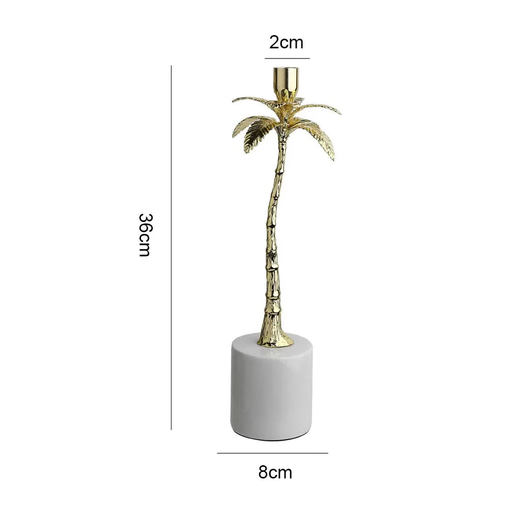 Afralia™ Golden Metal Candlestick with Volakos White Marble Base for Luxury Home Decor