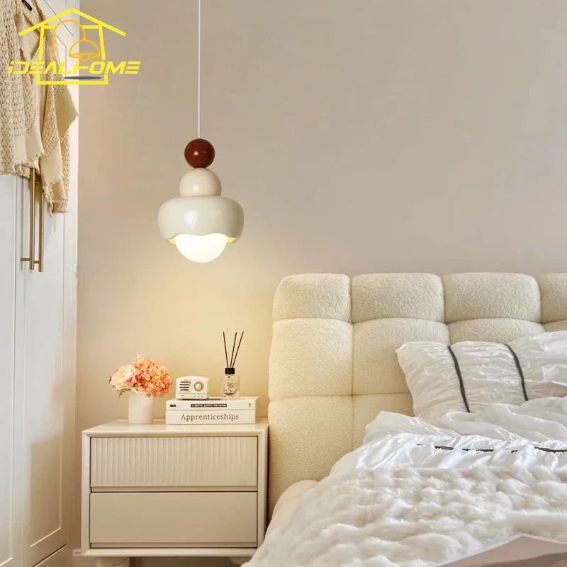 Afralia™ Cream Wind Resin/Glass Pendant Lights: Modern LED E27 Hanging Lamp for Bedroom, Bar, Kids Room