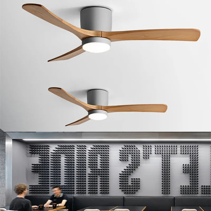 Afralia™ Nordic Wood Ceiling Fan with Reversible Motor, Remote Control & LED Light