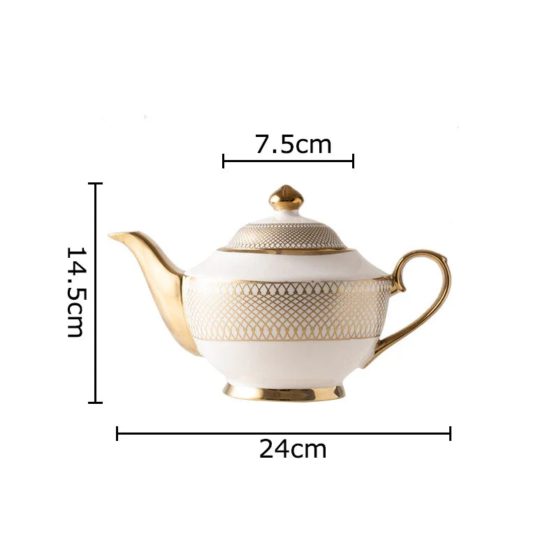 Afralia™ Gold Ceramic Tea Set for Dining Table, Coffee Mug, Teapot, Afternoon Tea & Beverage Container