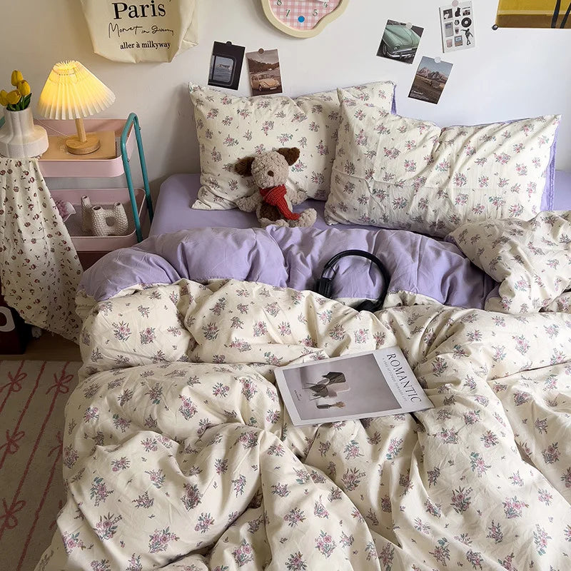 Afralia™ Korean Floral Print Single Duvet Cover: Sweet Comfort, All Seasons, Skin-Friendly