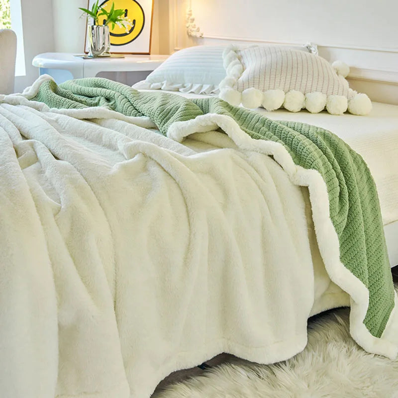 Afralia™ Cozy Faux Rabbit Fur Blanket, Soft Fluffy Quilt for Single, Anti-Static Warm Throw