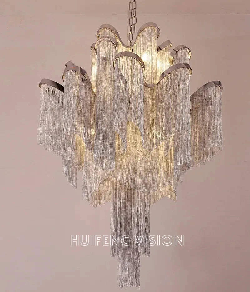 Afralia™ Crystal Tassel Chandelier LED Pendant Light with Dimmable Remote - Art Deco Style