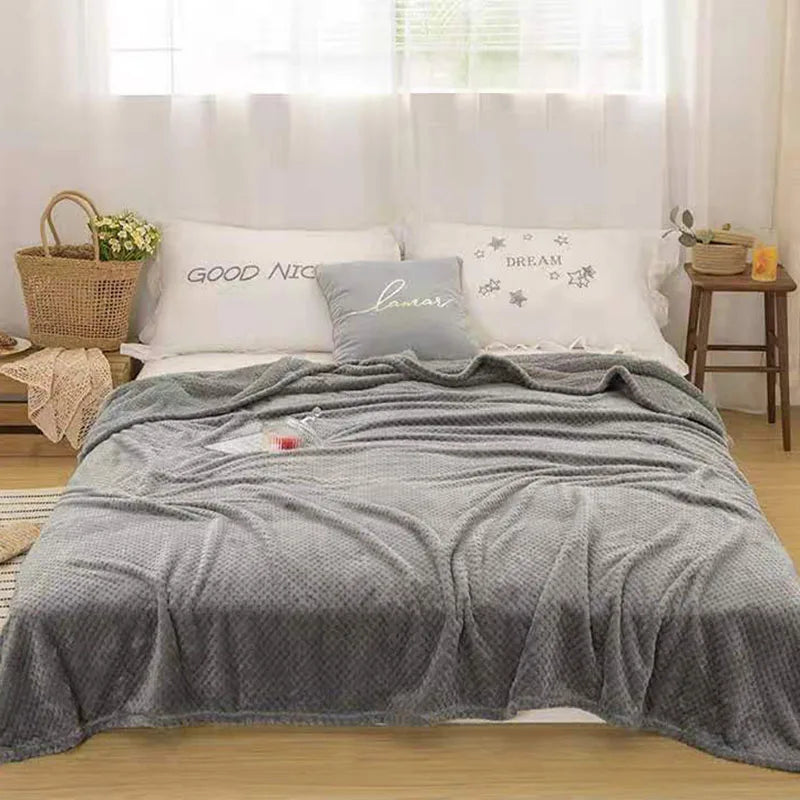 Afralia™ Pineapple Grid Flannel Blanket: Lightweight & Cozy for All Seasons