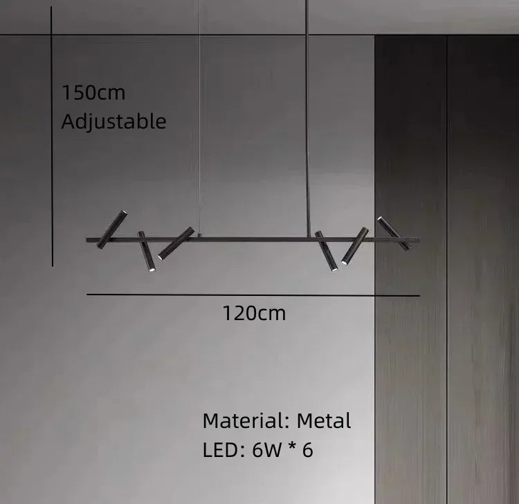 Afralia™ Nordic Black Metal LED Chandelier: Adjustable Pendant Light for Home Decoration