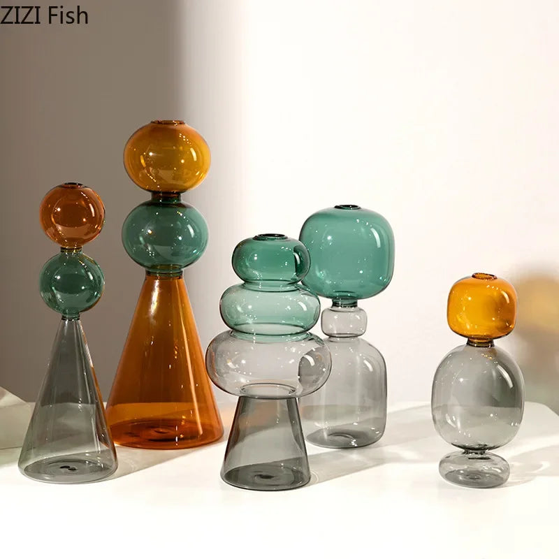 Afralia™ Multicolour Glass Vase: Hydroponics Flower Pot, Desk Decoration, Floral Arrangement