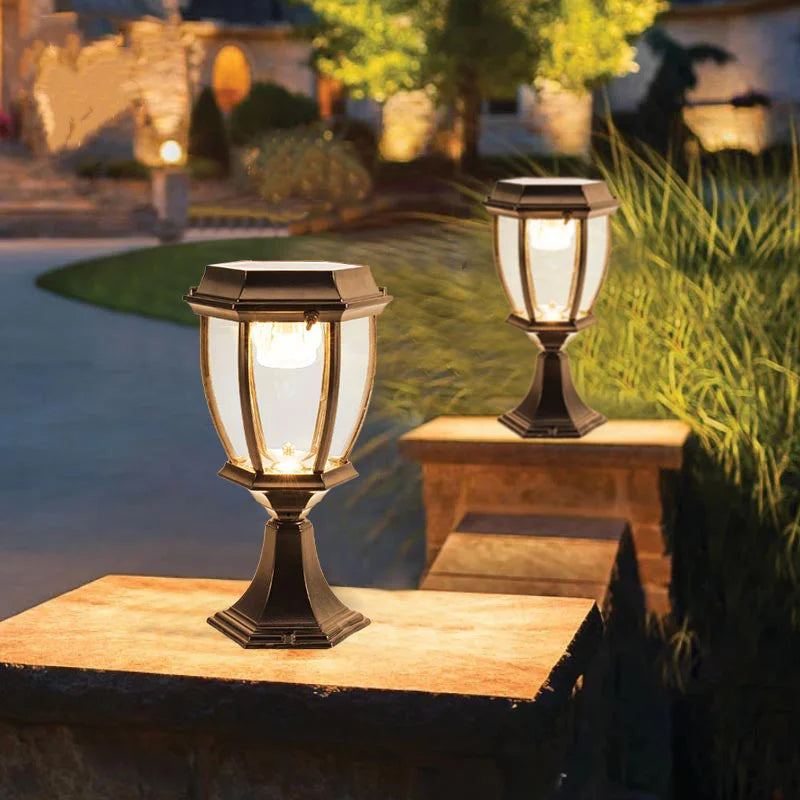 Afralia™ Solar LED Vintage Outdoor Pillar Light for Garden Decoration