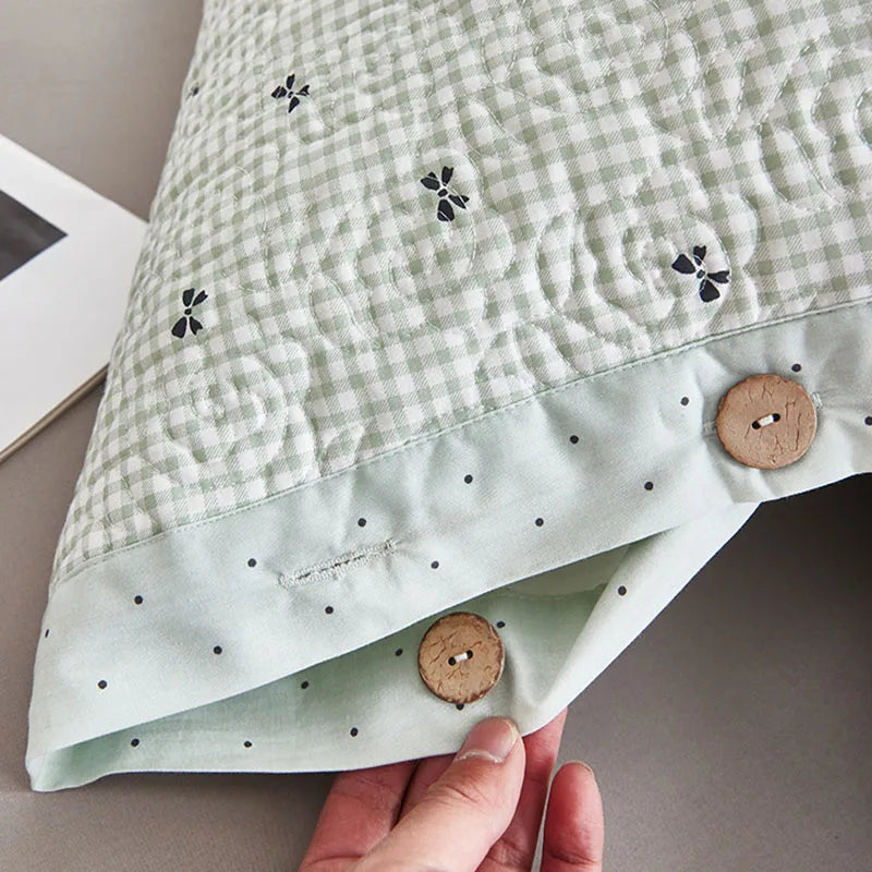 Afralia™ Quilted Cotton Pillowcase: Double-Sided, Cozy, Button Lock, Skin-Friendly, Printed Home Textile