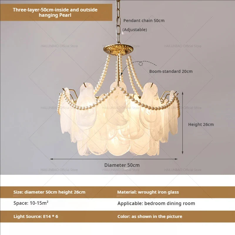 Afralia™ French Chandelier Garden Light with K9 Crystal | Elegant Pearl Shell Design