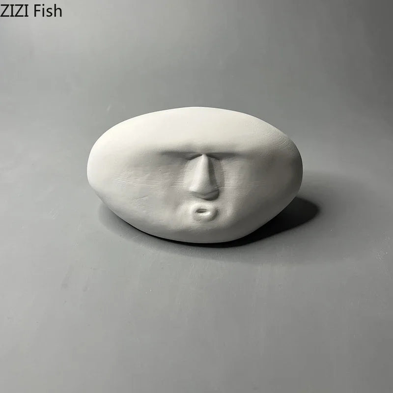 Afralia™ Stone Human Face Sculpture Decoration for Desk Ornaments & Room Aesthetic