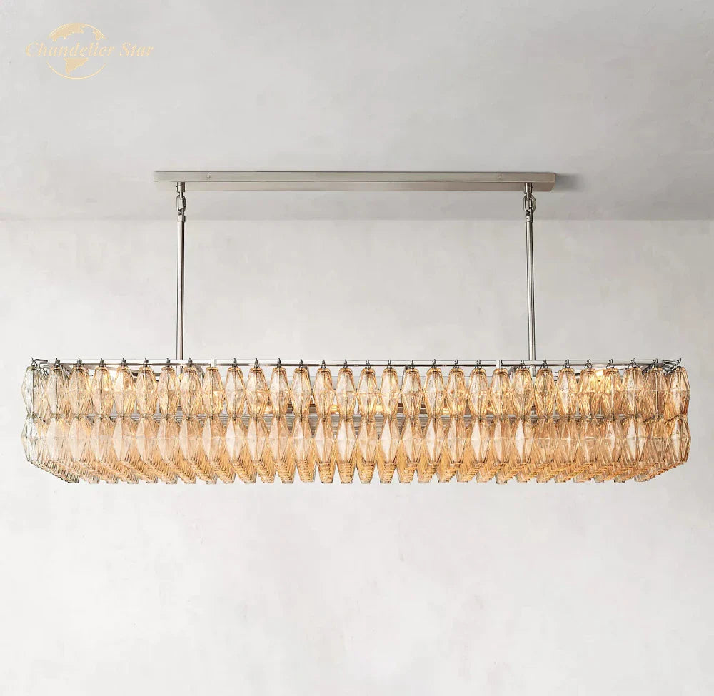 Afralia™ Modern Farmhouse Clear Glass Chandelier - Chic Dining & Living Room Hanging Light