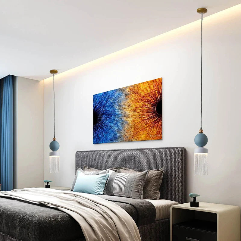 Afralia™ Children's Room Glass Pendant Light Bedrooms Bedside Chandelier Metal Dining Table Lamp