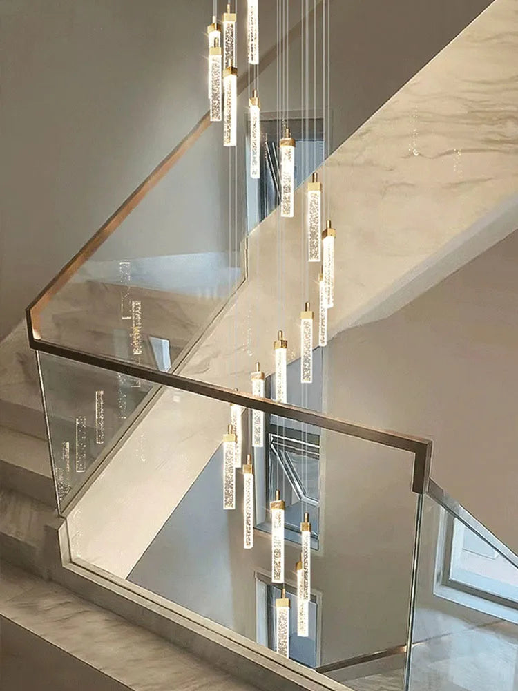 Afralia™ Crystal Ceiling Chandelier: Modern Nordic Design, Long Staircase Pendant Lamp