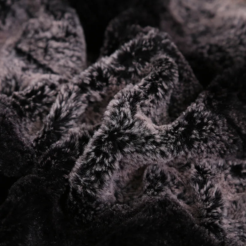 Afralia™ Striped Faux Rabbit Fur Blanket for Home & Travel Warmth