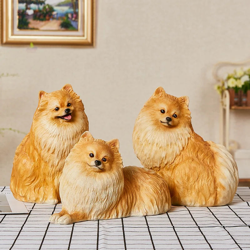 Afralia™ Pomeranian Resin Dog Sculpture for Home Decor