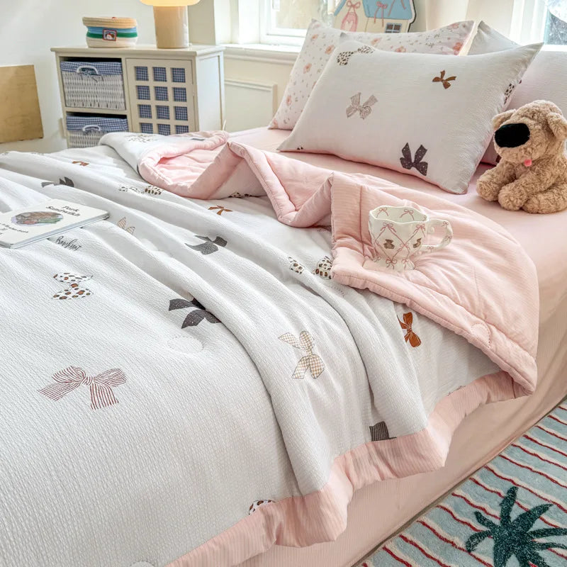 Afralia™ Floral Printed Quilted Bubble Cotton Duvet for Summer - Ultra-Soft Skin-Friendly Bedding