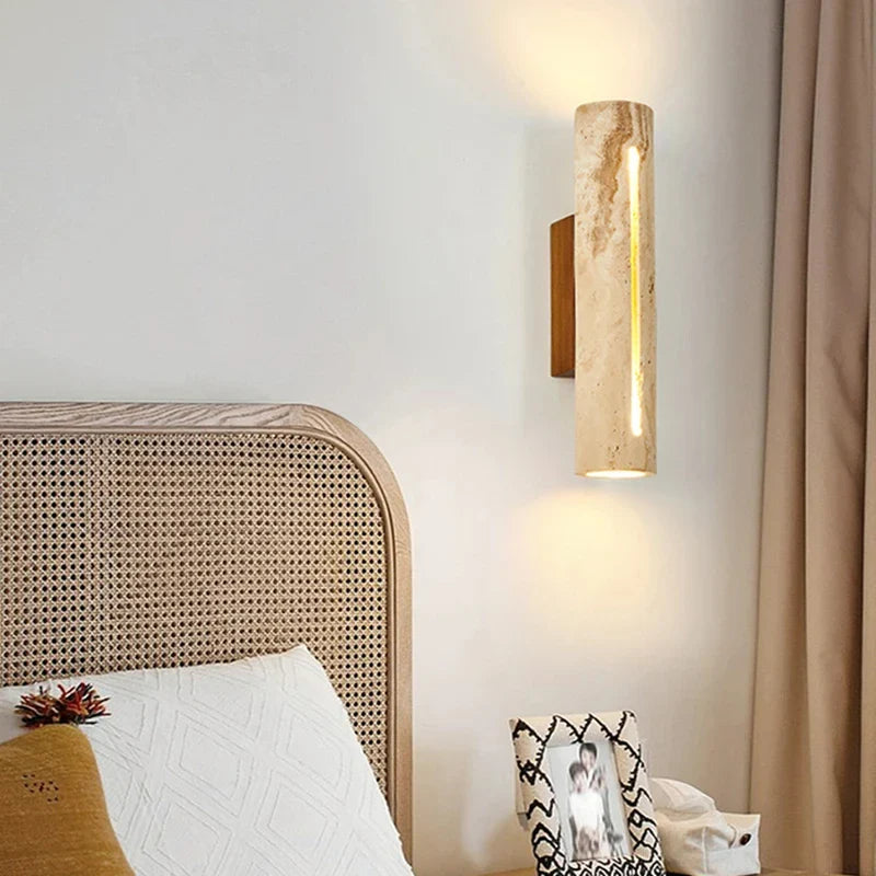Art Deco Stone Wood Sconce Lamp | Afralia™ Bedroom Stairs Parlor Lighting