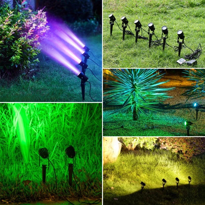 Afralia™ RGB LED Garden Lawn Lamp Remote Control Spike Landscape Spot Lighting