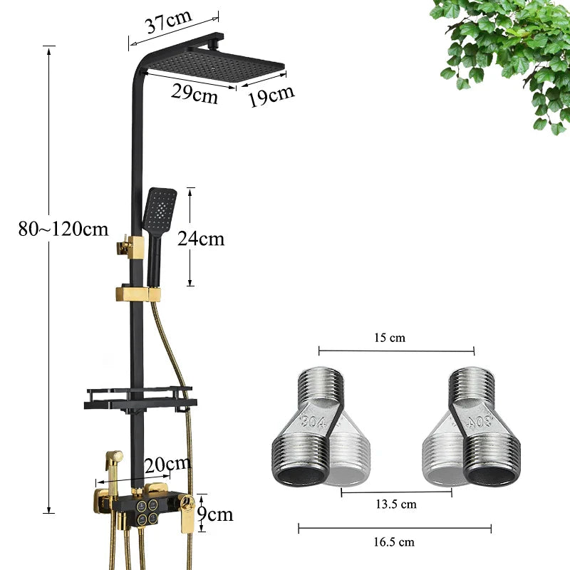 Afralia™ Smart Thermostatic Shower Faucet Set - Button Control Rainfall Bathtub Mixer