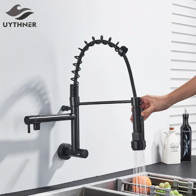 Afralia™ Dual Spout Kitchen Faucet Swivel Wall Mount 360 Rotation Cold Water Tap