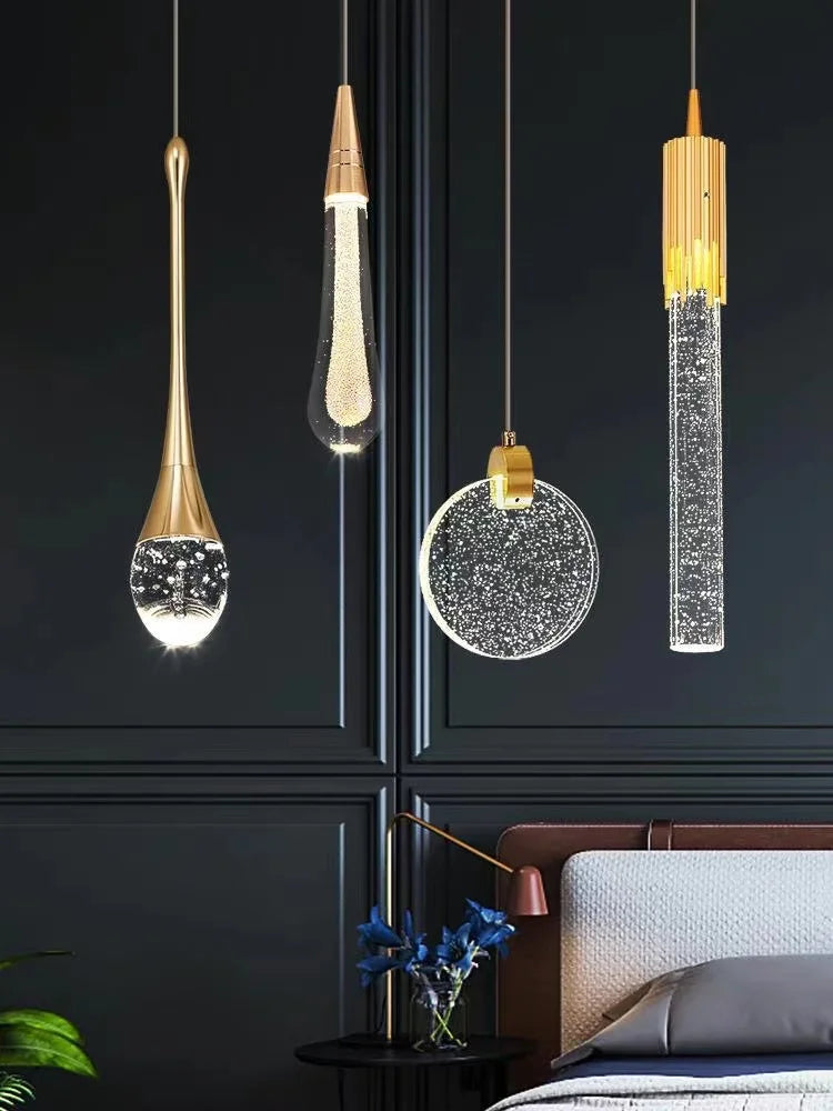 Afralia™ Modern Crystal Chandelier Bubble LED Hanging Lights for Dining Living Room Kitchen Bedroom