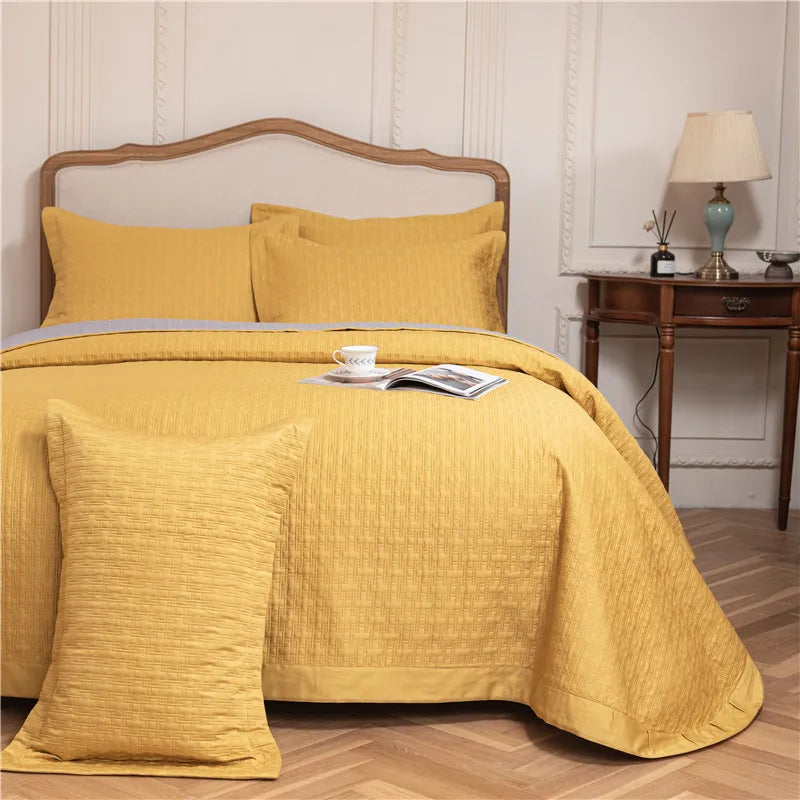 Afralia™ Egyptian Cotton Quilt Set, Reversible Bedspread, Luxe Coverlet, 3Pcs