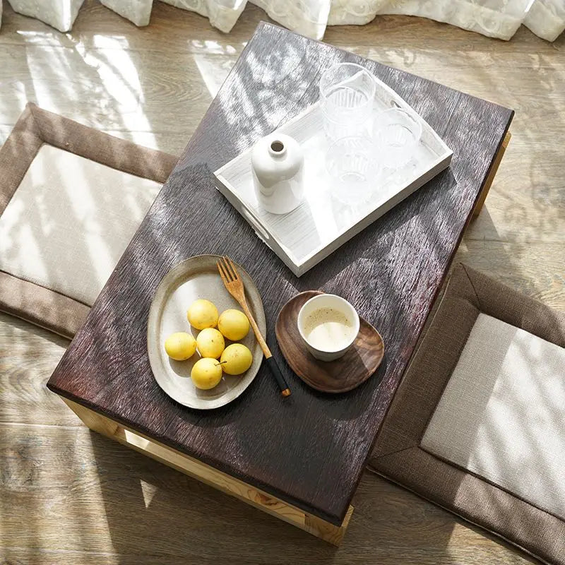 Afralia™ Solid Wood Tatami Small Tea Table - Folding Japanese Style Balcony Coffee Table
