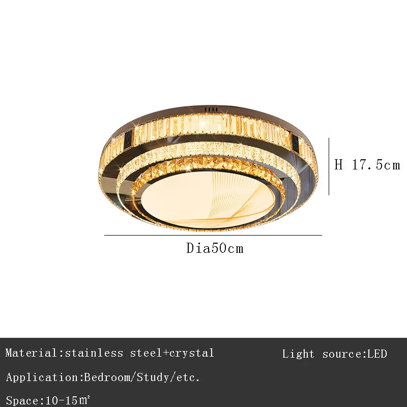 Afralia™ Gold Crystal Ceiling Lights LED Minimalist Luxury Lighting - Stainless Steel Crystal Luminaires