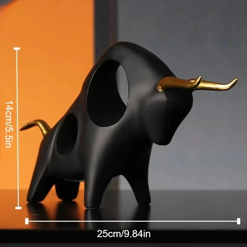 Afralia™ Abstract Bull Sculpture Cattle Statue for Home Decor Living Room Ornament