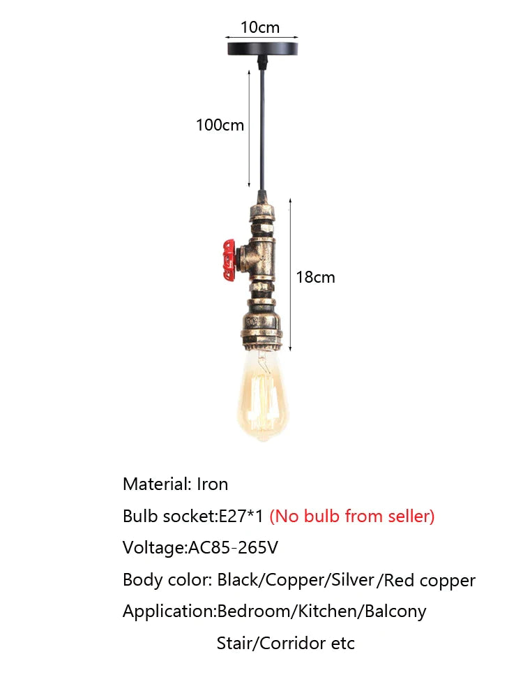 Afralia™ Industrial Water Pipe Chandelier for Home Bar Kitchen Restaurant Pendant Lamp