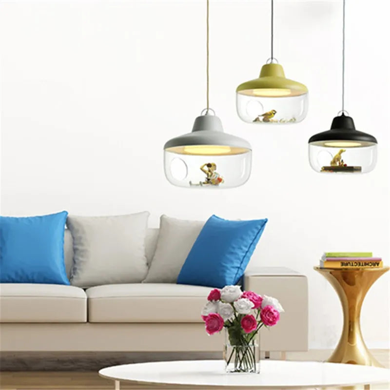 Afralia™ Glass Pendant Lamp: Nordic Style LED Hanging Light for Living Room & Cafe