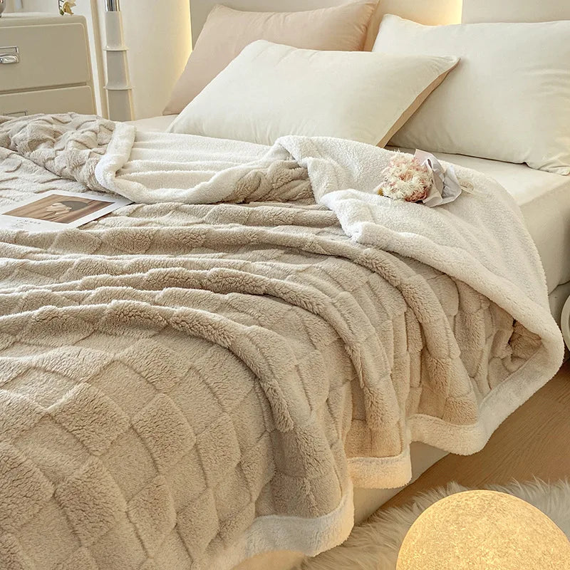 Afralia™ Plush Taffeta Jacquard Blanket | Multi Functional Soft Bedspreads for Bedrooms