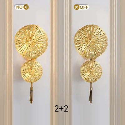 Afralia™ Gold Flower Copper Frame Wall Sconce for Hotel Dining Room Lighting