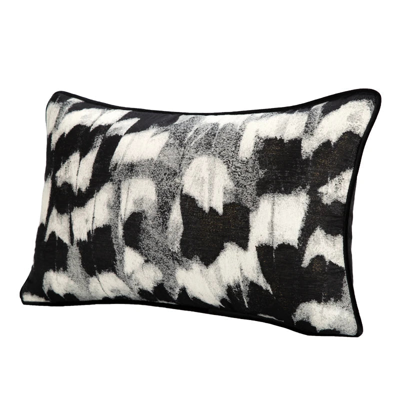 Afralia™ Abstract Monochrome Jacquard Lumbar Pillow Cover for Chic Studio & Home Decor