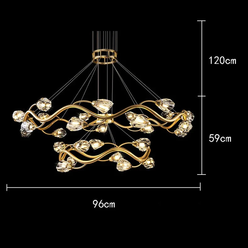 Afralia™ Crystal Chandelier LED Ceiling Light Modern Luxury Hanging Chandeliers for Living Room