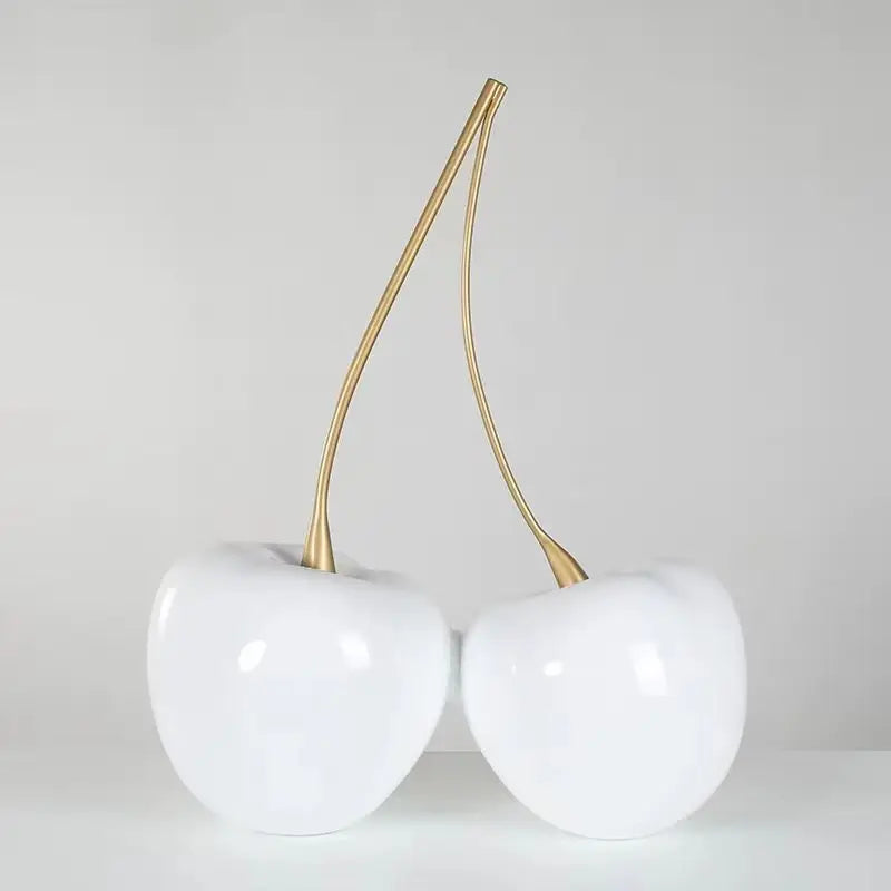 Afralia™ Cherry Figurine: Resin Golden Cherry Statue Home Decor Accessory