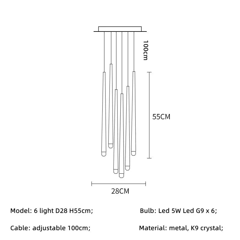 Afralia™ Gold Led G9 Pendant Chandelier for Modern Villa Stairs & Home Decor