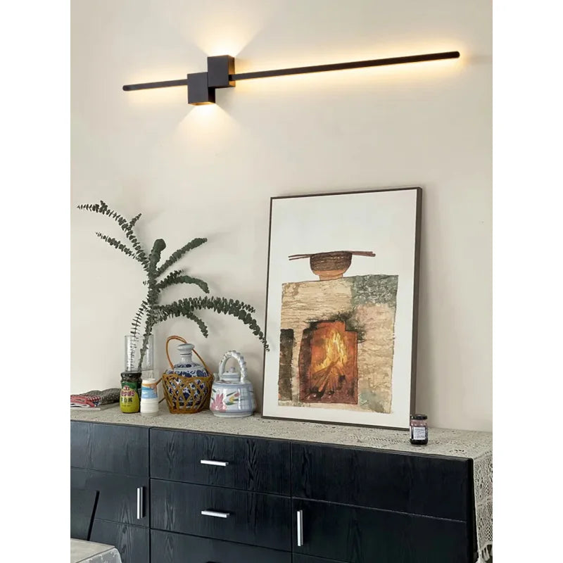 Afralia™ Modern Black LED Wall Lamp for Living Room Bedroom, Minimalist Sconce Lighting