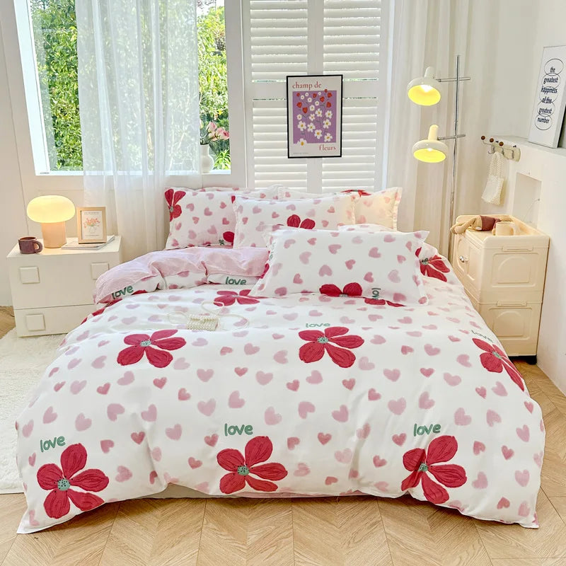 Afralia™ Soft Plant Printed Bedding Sets Cozy Quilt Cover for Summer & Autumn