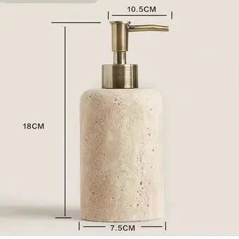 Afralia™ Marble Beige Travertine Storage Jar with Lid