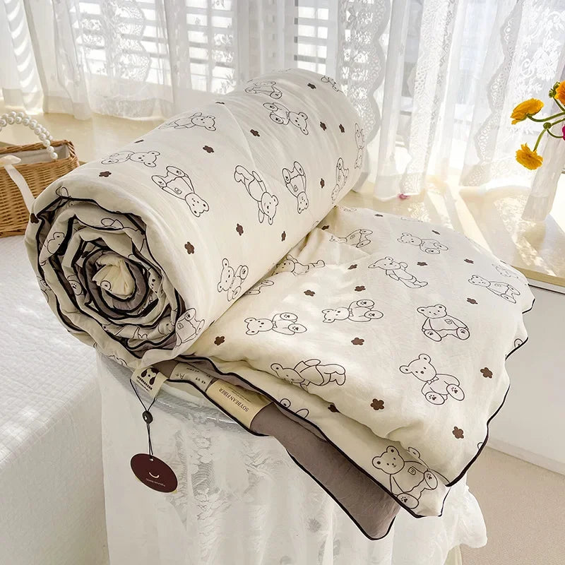 Afralia™ Lightweight Double Gauze Summer Quilt - Soft & Breathable Soya Fibre Fill