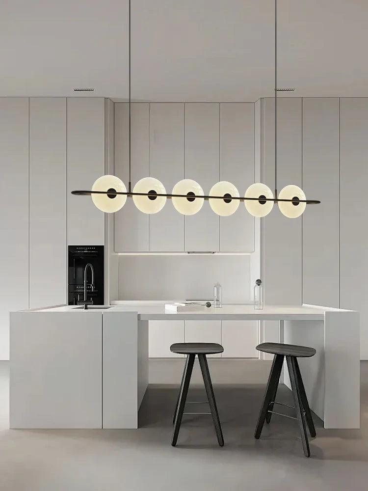 Afralia™ Modern Glass Pendant Light | LED Decoration for Living Room | Round Black White Design