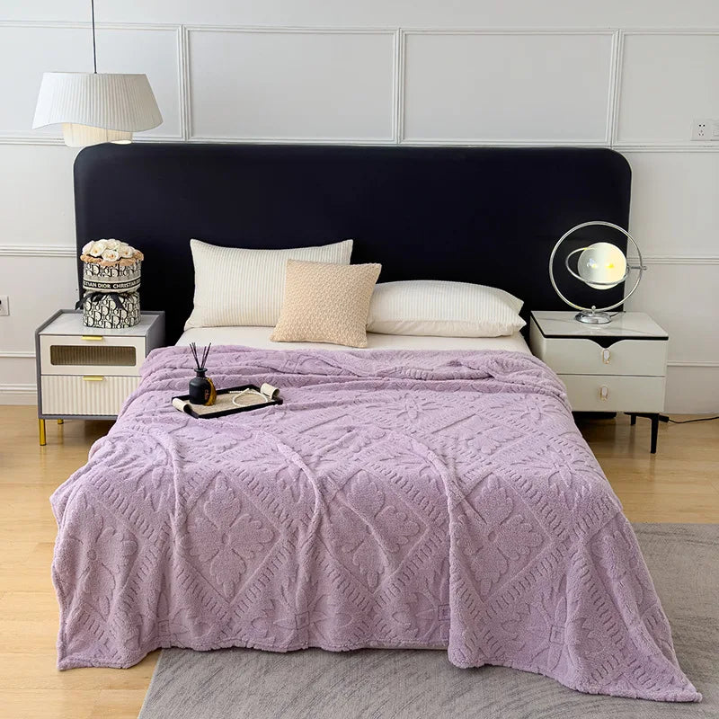 Afralia™ Jacquard Coral Velvet Sofa Cover Blanket | Soft & Warm for Spring/Autumn