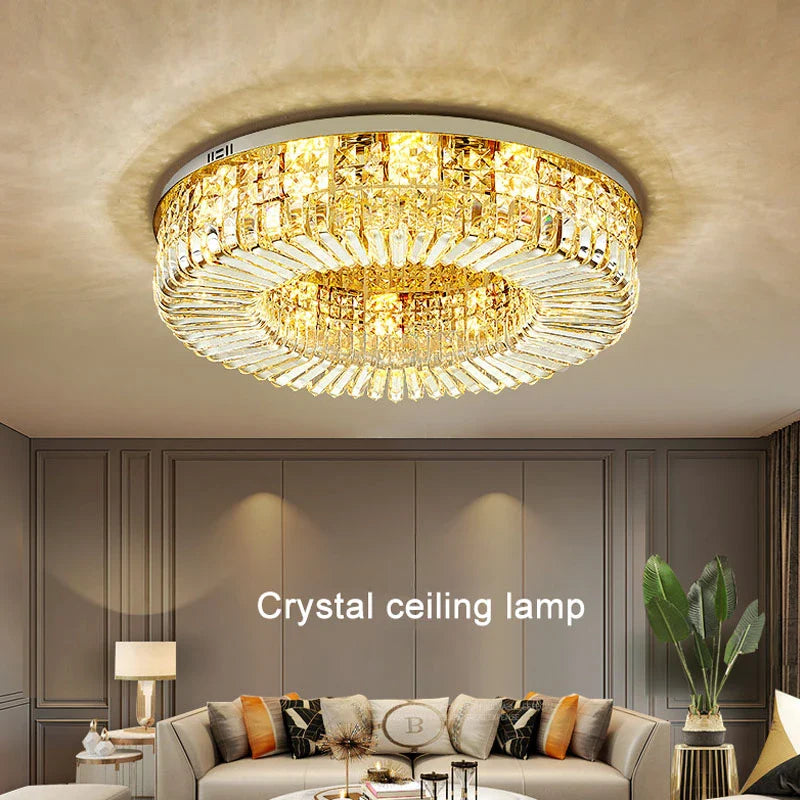 Afralia™ Crystal Ring LED Ceiling Lamp: Modern Luxury for Home Décor